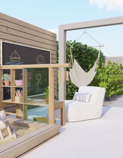 3D návrh záhrady s bazénom a detskými prvkami - Creanatura návrh